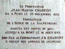 Plaque re Jean-Martin Charcot