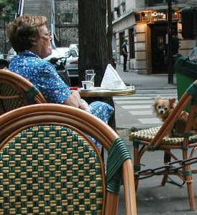 Doggie and woman on Montmartre.
