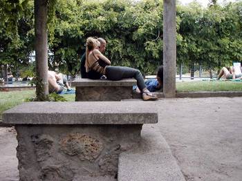 Lounging in the park behind Sacre Coeur.