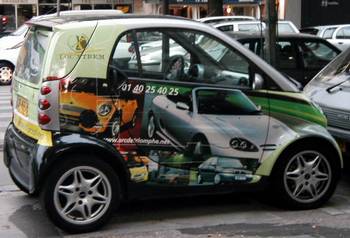 Smart car with advertising.