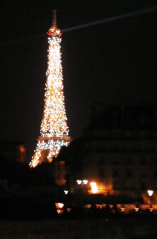 Eiffel Tower at night, from the Esplanade des Invalides.
