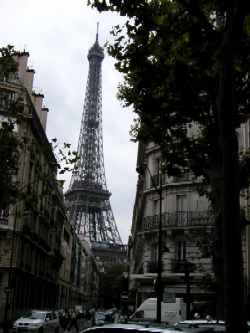 Eiffel Tower pops into view.